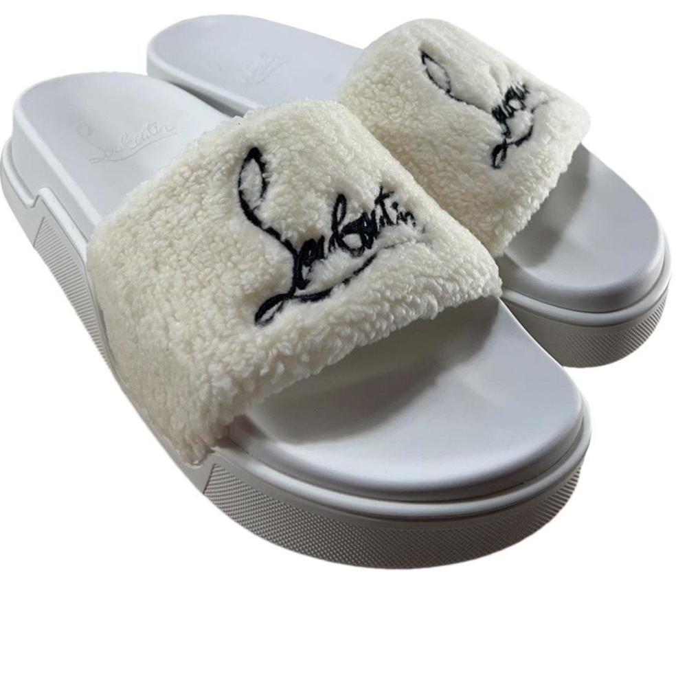 women's Navy Pool Donna Flat Faux Fur Shearling Fuzzy Pool Slides e523